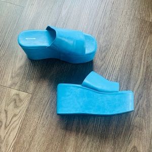 PLT• Bright Blue Platform Mules